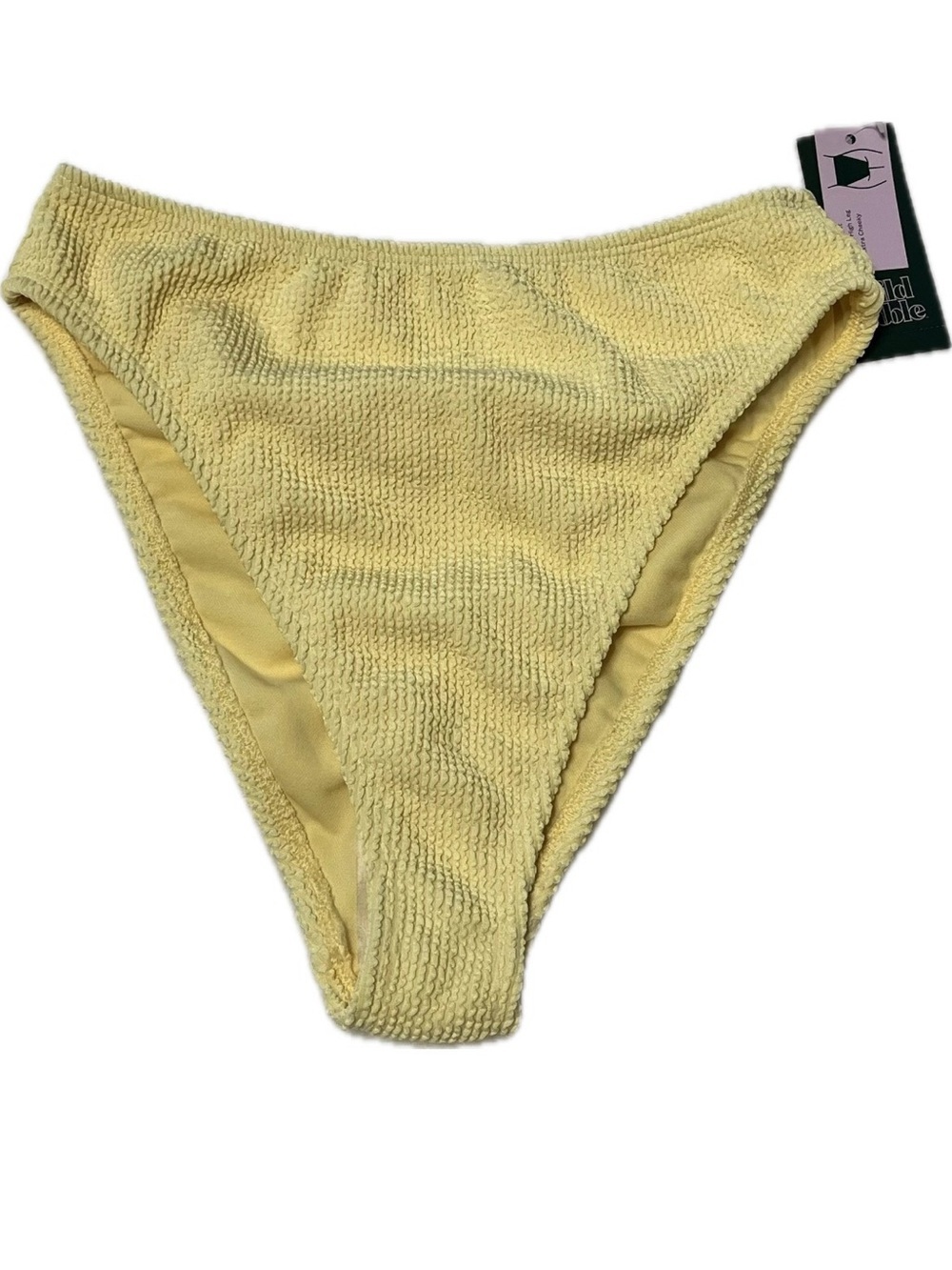 NWT Wild Fable Yellow High Waist Extra High Leg Extra Cheeky Bikini Bottom Sz S